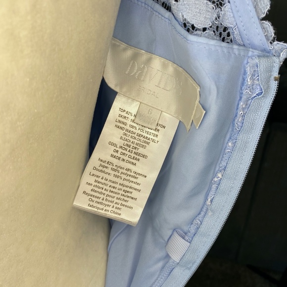 David's Bridal Light Blue Periwinkle Lace Dress - Picture 8 of 8